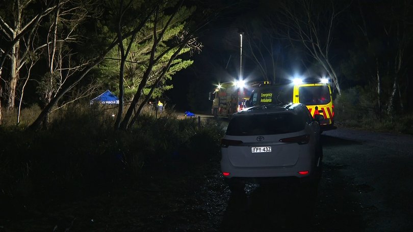 A crime scene was established amid torrential rain on Sunday.