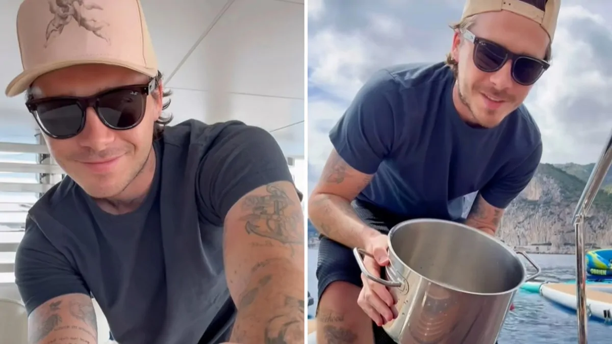 Brooklyn Beckham reposts seawater pasta video as fans question if he is trolling