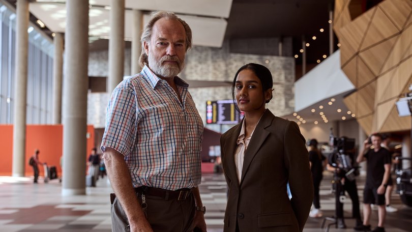 Hugo Weaving and Shabana Azeez star in The Airport Chaplain, coming to SBS.