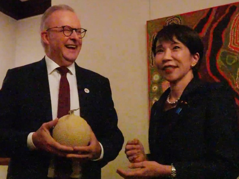 Prime Minister Anthony Albanese was gifted melons by Sanae Takaichi.