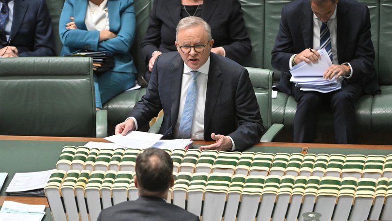 Prime Minister Anthony Albanese and Leader of the Opposition Angus Taylor during Question Time in the House of Representatives at Parliament House in Canberra, Wednesday, August 12, 2026.
