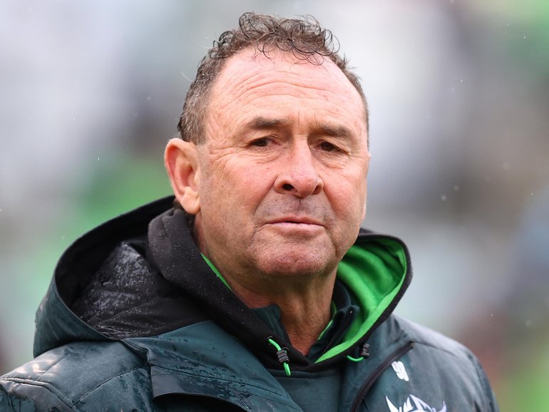 Raiders coach Ricky Stuart during the round 23 NRL match between Canberra Raiders and Newcastle Knights at GIO Stadium.