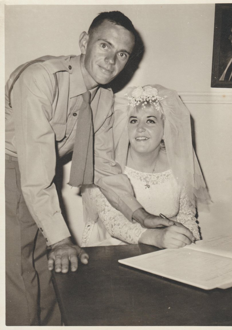 Private Richard Aldersea’s wedding to Beverley.