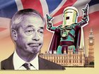 Novelty candidate Count Binface, right, is shaping up as UK Reform leader Nigel Farage’s main rival in the Clacton by-election.