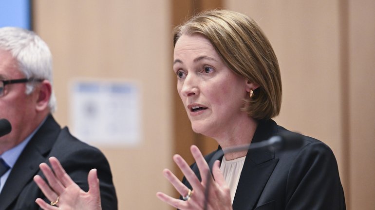 Telstra chief executive Vicki Brady front a Senate inquiry at Parliament House in Canberra. 