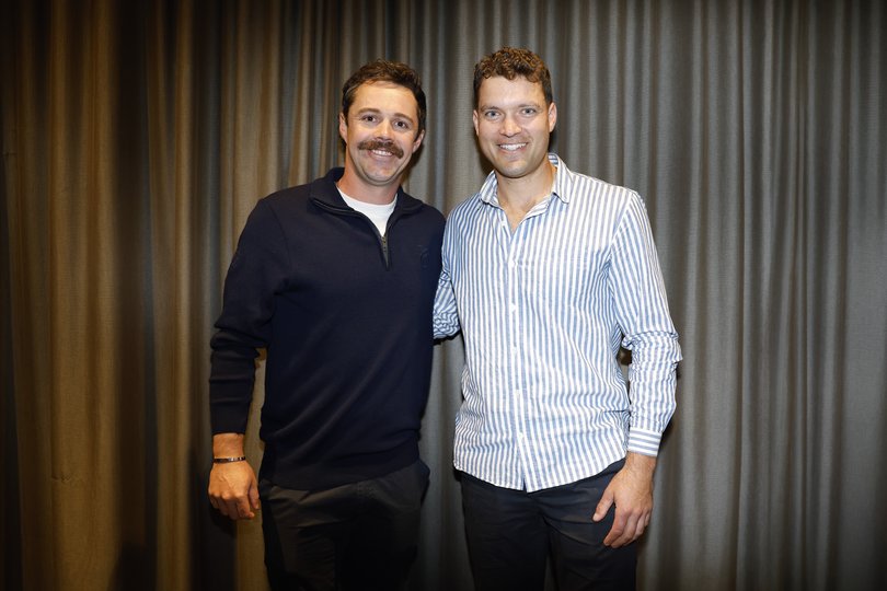 BRISBANE, AUSTRALIA - AUGUST 07: Travis Head and Alex Carey pose during the 2026 Men's Cricket Australia Awards at Customs House on August 07, 2026 in Brisbane, Australia. (Photo by Mackenzie Sweetnam/Getty Images for Cricket Australia)