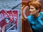 Pauline Hanson lashes out at students taking part in nationwide protests against One Nation.