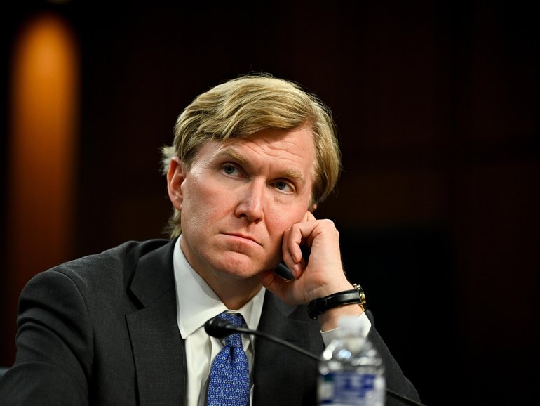 Elbridge Colby, under secretary of defense for policy, during a Senate Armed Services Committee hearing in Washington, DC, US, on Tuesday, March 3, 2026. The Pentagons top strategy official acknowledged that the US operations against Iran are outside the scope of the Trump administrations plans to have allies and partners pick up more of the burden for collective security. Photographer: Graeme Sloan/Bloomberg Graeme Sloan