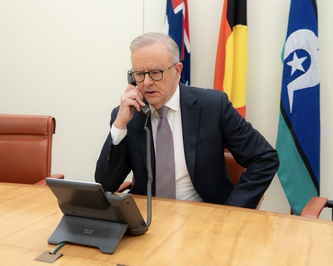 Anthony Albanese holds phone call with Donald Trump.