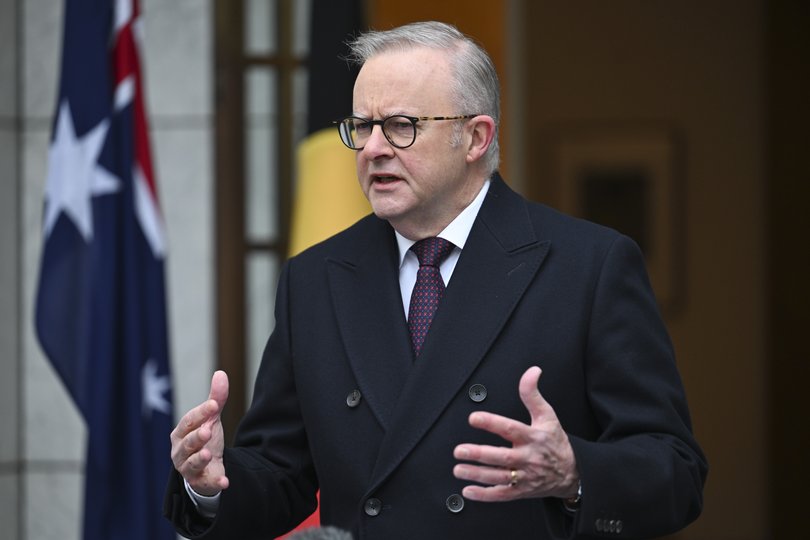 CANBERRA, AUSTRALIA, NewsWire Photos. Friday, August 14, 2026: Prime Minister Anthony Albanese holds a press conference at Australian Parliament House in Canberra. Picture: NewsWire / Martin Ollman.