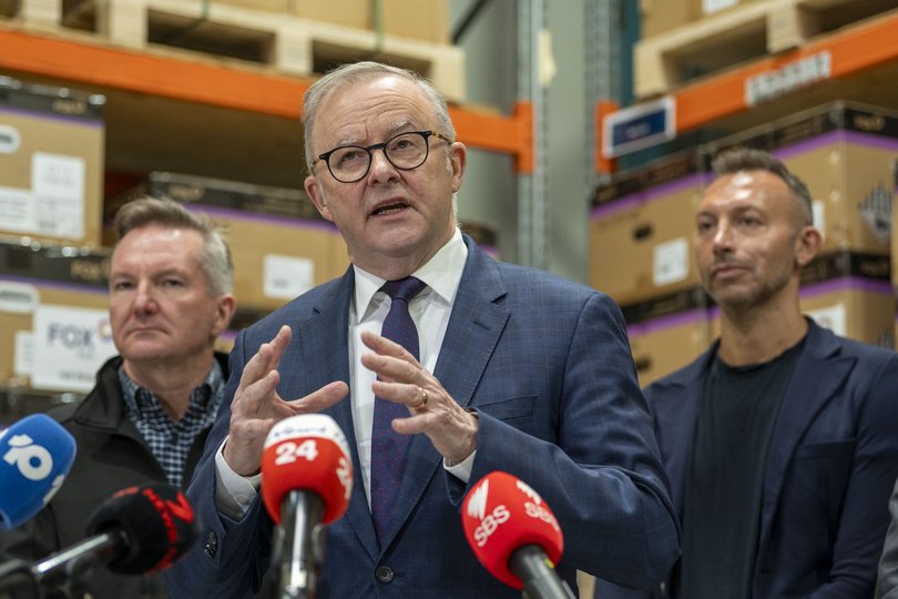 Anthony Albanese refused to answer further ‘Melongate’ questions during a visit to RKS Energy solutions in Sydney with Chris Bowen.