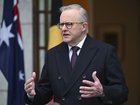 Prime Minister Anthony Albanese holds a press conference at Australian Parliament House in Canberra. 