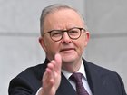 Prime Minister Anthony Albanese told reporters he conducts interviews using hand gestures. (Mick Tsikas/AAP PHOTOS)