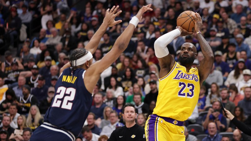 LeBron James scores for the Lakers in March. 
