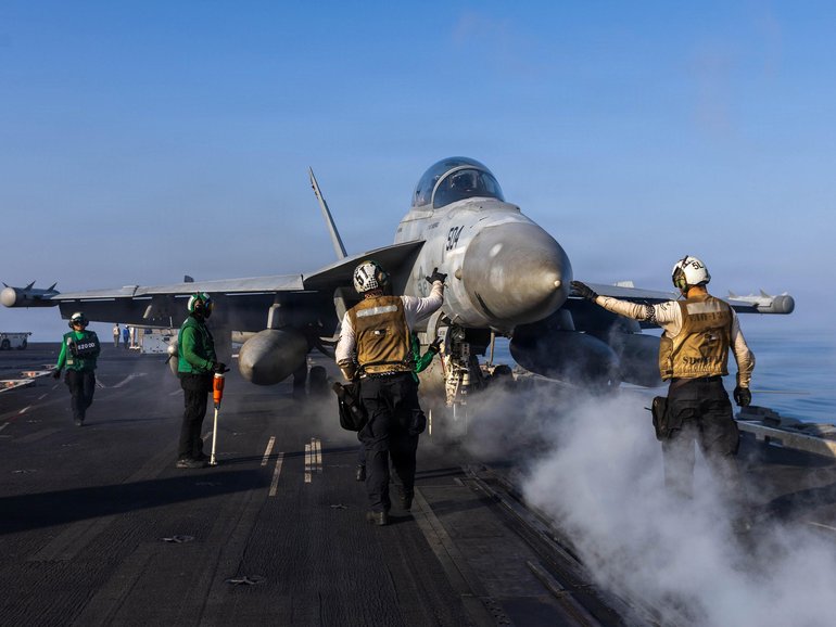 The USS Abraham Lincoln  in support of Operation Epic Fury on March 2.