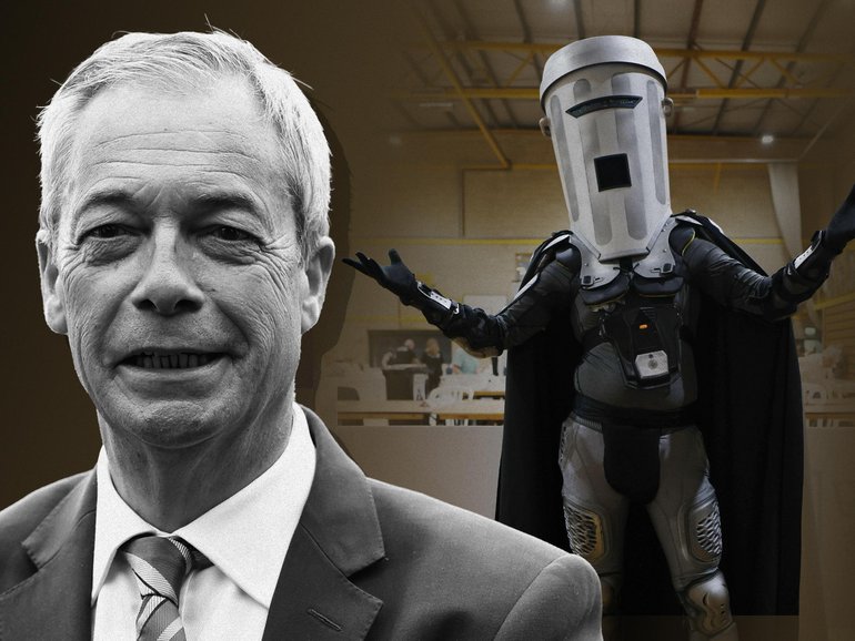 Nigel Farage has defeated his main rival Count Binface.