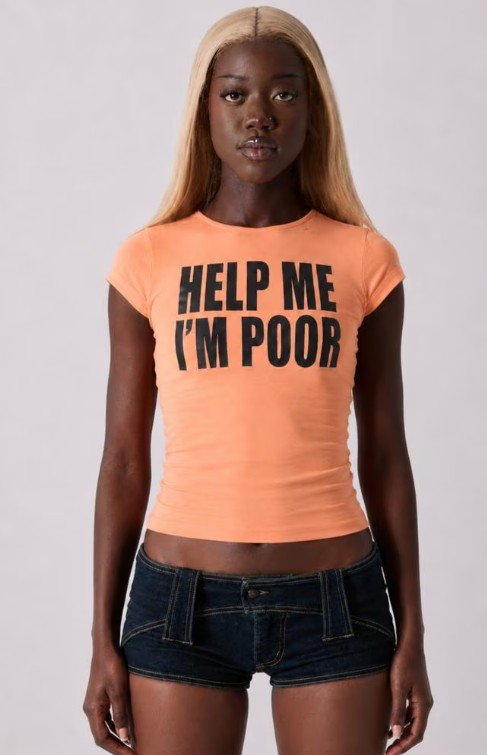 The orange tee created by Bye Bambi has been called out for the price tag, the message and the choice of model.