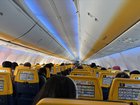 Engine debris behind Ryanair passenger window nightmare.