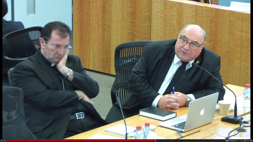 Royal Commission into Institutional Responses to Child Sexual Abuse - Bishop of Broome Christopher Saunders (right) at the commission.