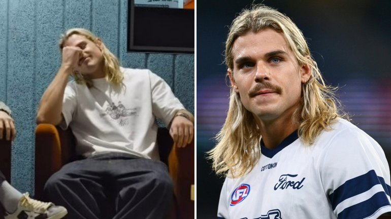 Bailey Smith has been left hiding his face after the Collingwood star took aim at the Geelong player’s mirror selfie saga.