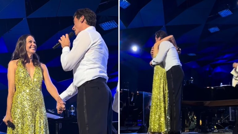 The high-profile couple sang a duet of A Million Dreams.