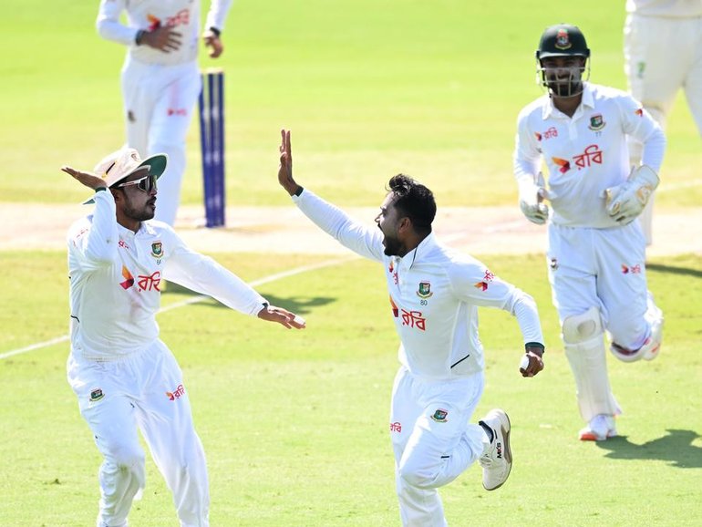 Bangladesh rolled Australia cheaply in Darwin for a second time to set up a historic first Test win. (James Ross/AAP PHOTOS)
