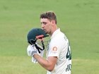 Cameron Green celebrates his century at Darwin in an innings that could transform his fortunes. (James Ross/AAP PHOTOS)