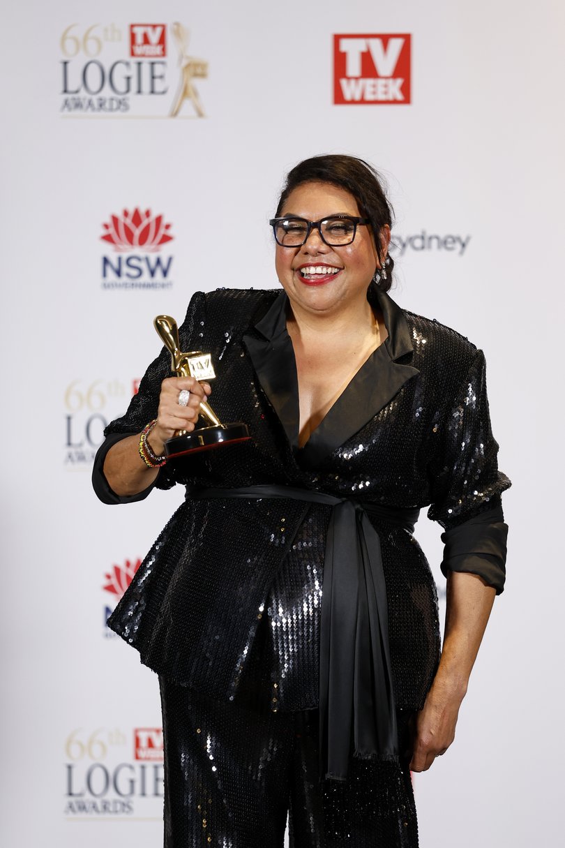 Deborah Mailman poses with the Logie Hall of Fame Award during the 66th TV WEEK Logie Awards.