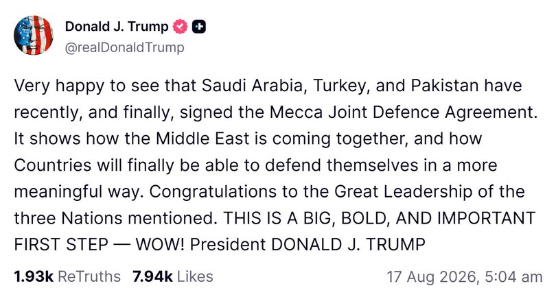 US President Donald Trump latest post on Truth Social.