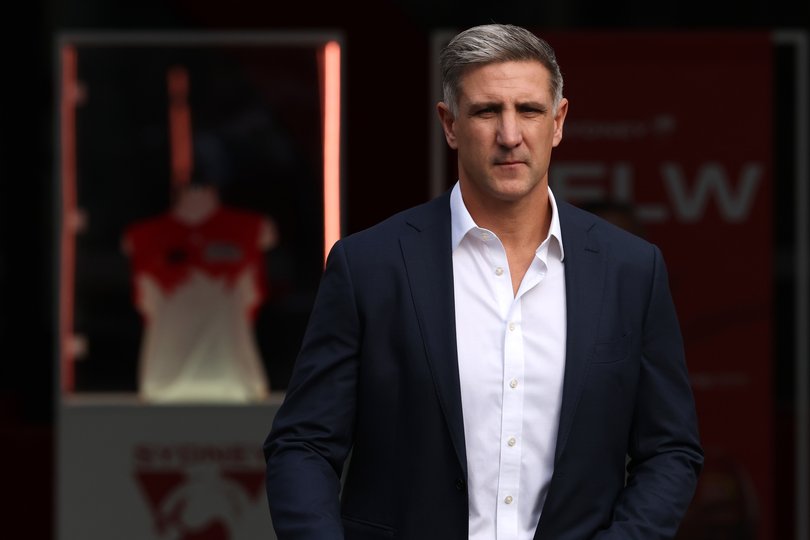 Matthew Pavlich outside Swans HQ on Monday.