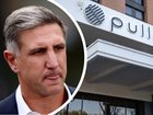 Sydney CEO Matthew Pavlich speaking on Monday, and right, the Pullman Hotel in Melbourne.