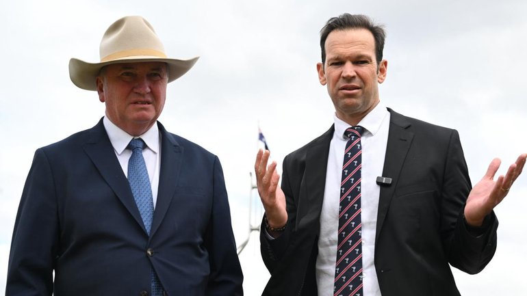 Barnaby Joyce and Matt Canavan attended an anti-abortion rally outside Parliament House in Canberra. (Lukas Coch/AAP PHOTOS)