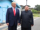 North Korean leader Kim Jong Un and US President Donald Trump inside the demilitarized zone separating the South and North Korea on June 30, 2019.
