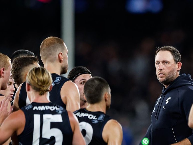 Josh Fraser (right) wowed the Blues coaching panel with his presentation as well as his results. (Dylan Burns/AAP PHOTOS)