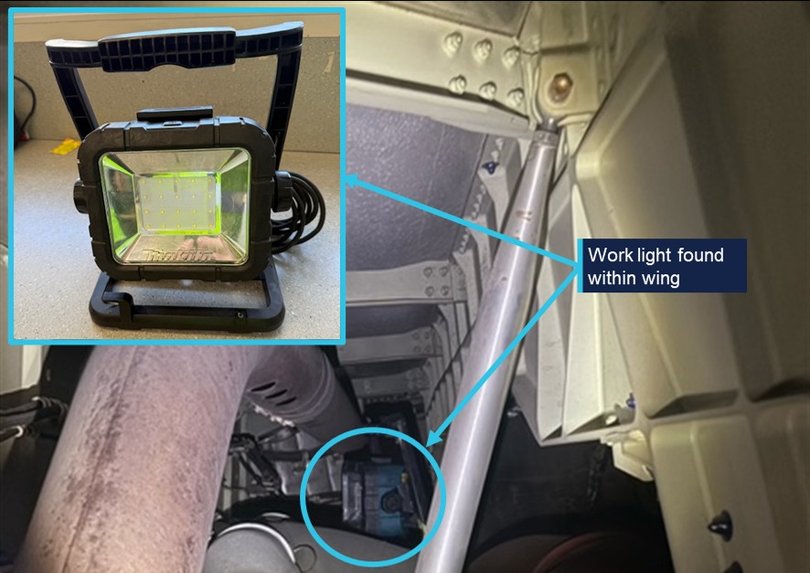 The light was found on the Qantas flight.