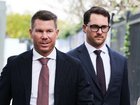 David Warner arrives to Waverley Court with his legal team on Tuesday. 