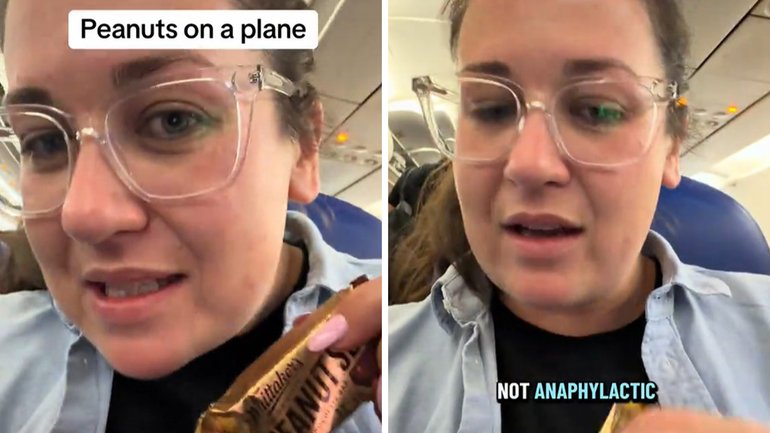 Madi said she was enjoying a Whittaker’s Peanut Slab, a popular Kiwi treat, while walking along the airbridge when a female passenger began making comments about the snack.