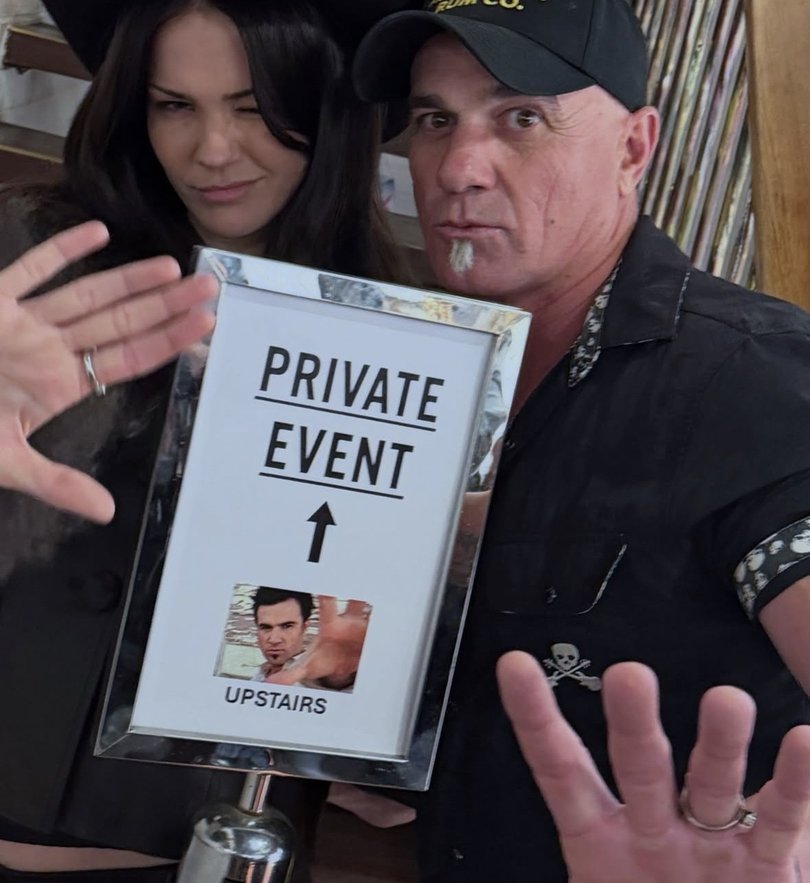The singer and actress posed together with the entry sign, which featured a pic of Noll.