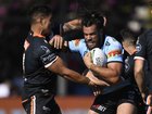 Cronulla Sharks prop Toby Rudolf in action.