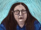 A sketch of Erin Patterson appearing via a video link from prison during the first day of her appeal. 