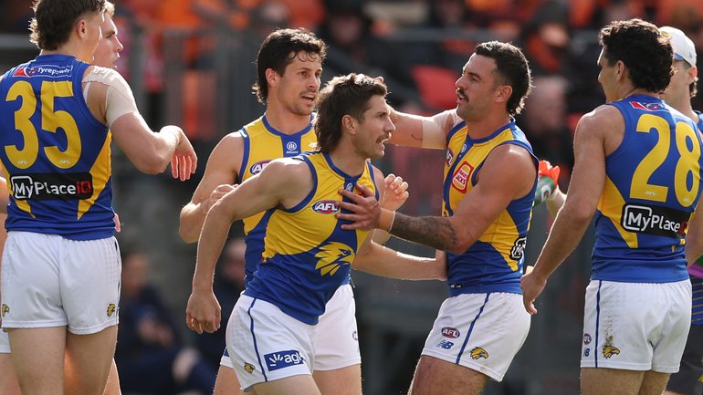 Liam Baker celebrates a goal last weekend.
