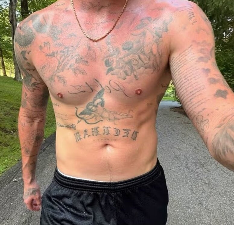 In the latest image of a shirtless Brooklyn, the tattoo appears to have been covered.