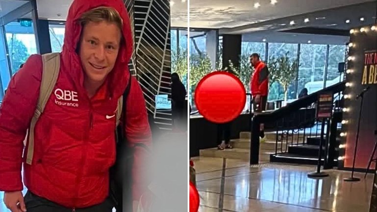 Isaac Heeney poses with a 5-year-old fan just after an alleged sexual assault.