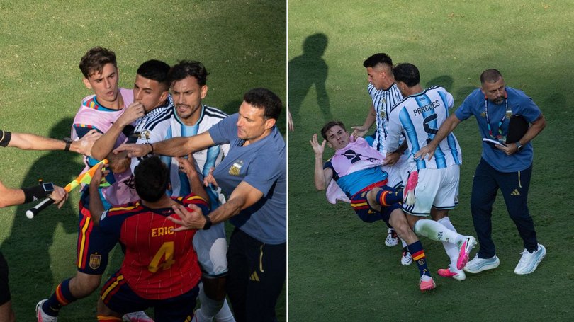 Three Argentina players have been banned for their part in a brawl at the end of last month’s World Cup final against Spain, along with one Spanish player.