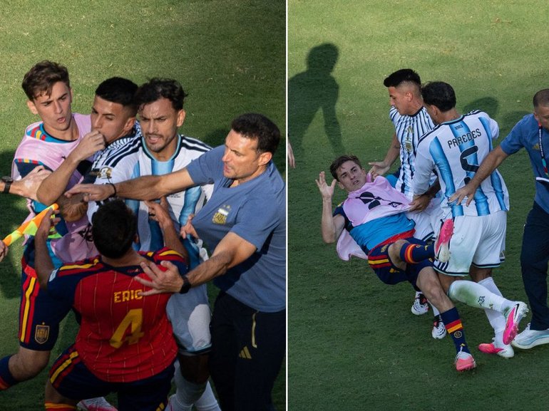 Three Argentina players have been banned for their part in a brawl at the end of last month’s World Cup final against Spain, along with one Spanish player.
