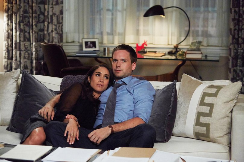Meghan Markle as Rachel and Patrick J. Adams as Mike in Suits Picture: supplied