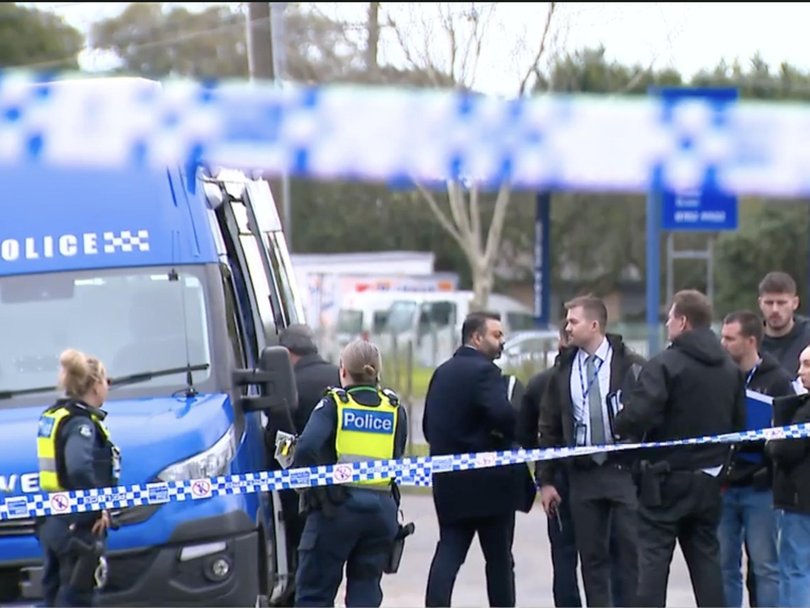 A heavy police presence remained in the area throughout the day. Photo: 9 News