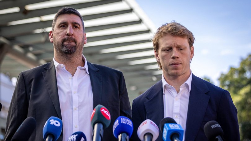 Swans coach Dean Cox and captain Callum Mills issued an apology on Friday. Picture: NewsWire / Nadir Kinani