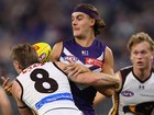 Murphy Reid going up against Dylan Moore when Freo and Hawthorn clashed earlier this year.