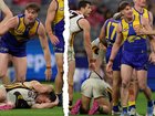 Harley Reid after the tackle on Jai Newcombe.